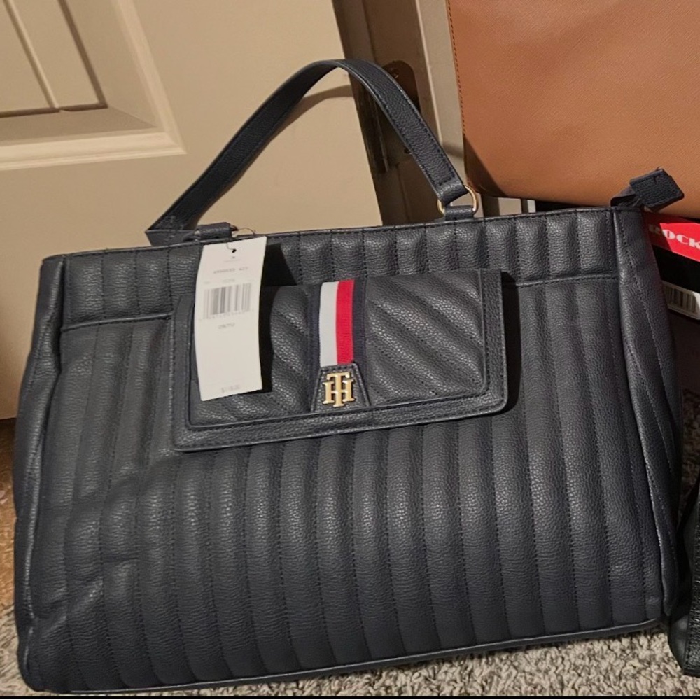 Tommy Hilfiger Dark Blue Quilted Handbag